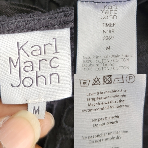 KARL MARC JOHN Eyelet Bow Detail Short Sleeve Top In Black M. - Picture 6 of 6